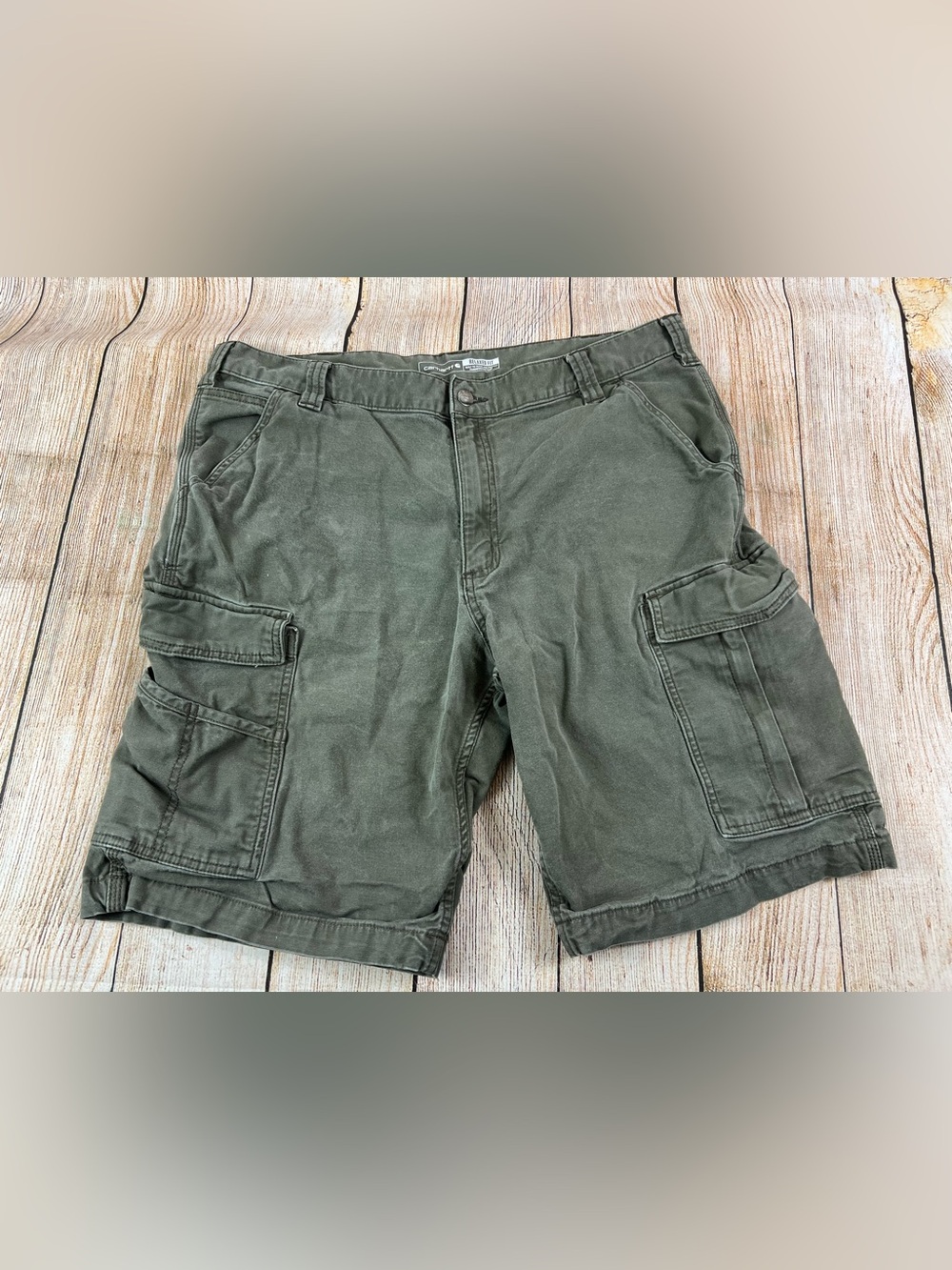 Mens Carhartt Rugged Flex Cargo Shorts Green Relaxed Fit BS3542-M Size 38